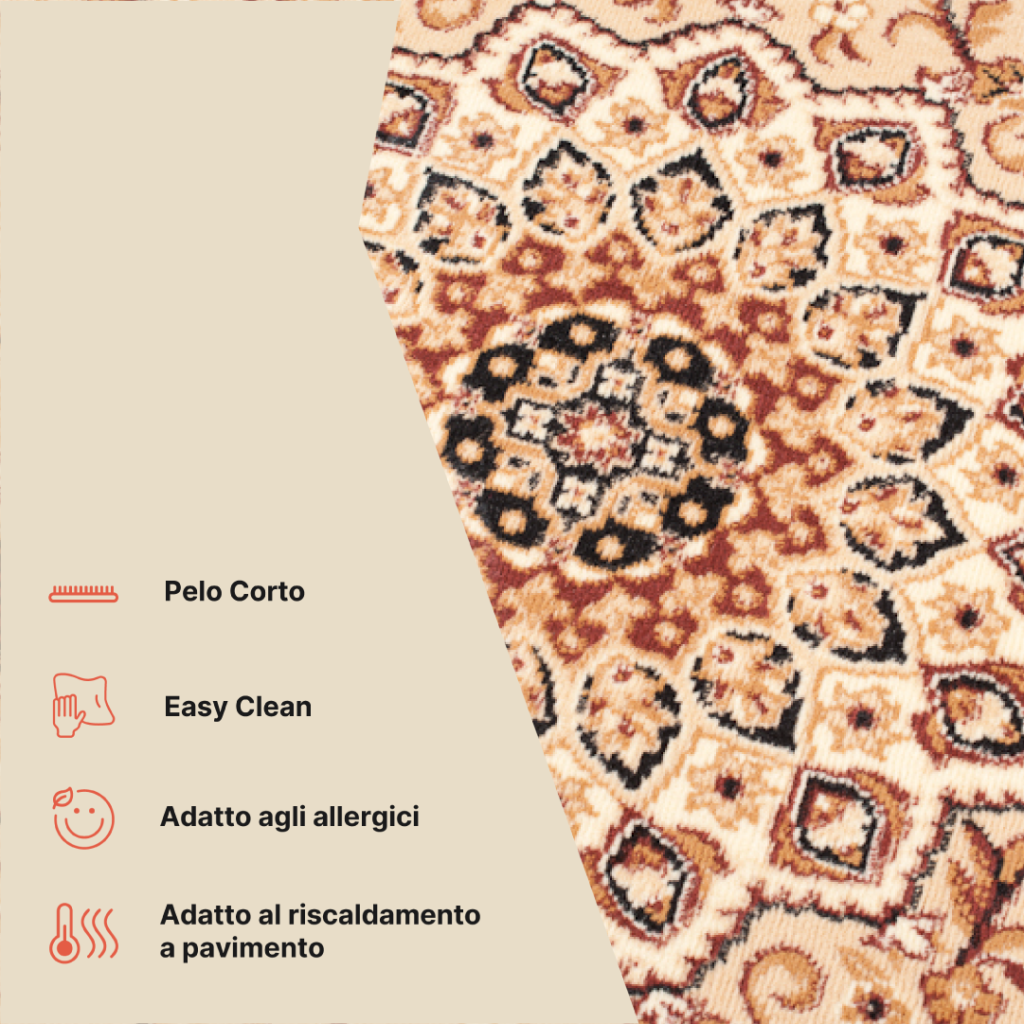 Tappeto Atlas Beige Tradizionale Rosetta Cornice