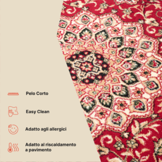 Tappeto Atlas Rosso Tradizionale Rosetta Cornice