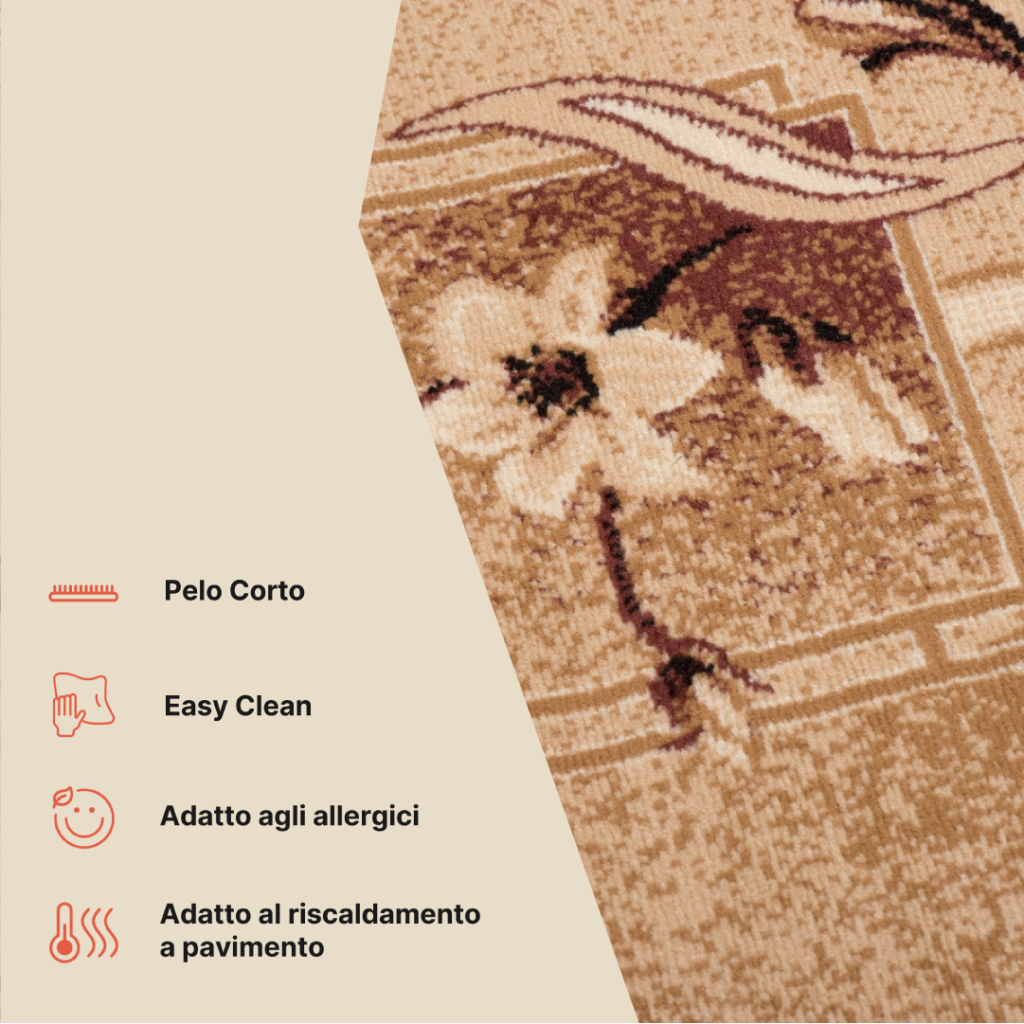 Tappeto Atlas Beige Marrone Classico Floreale