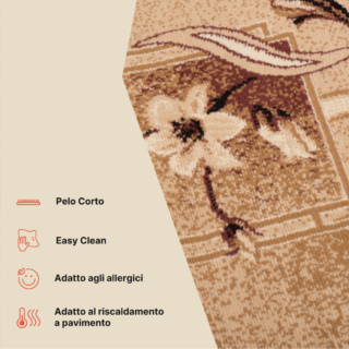 Tappeto Atlas Beige Marrone Classico Floreale