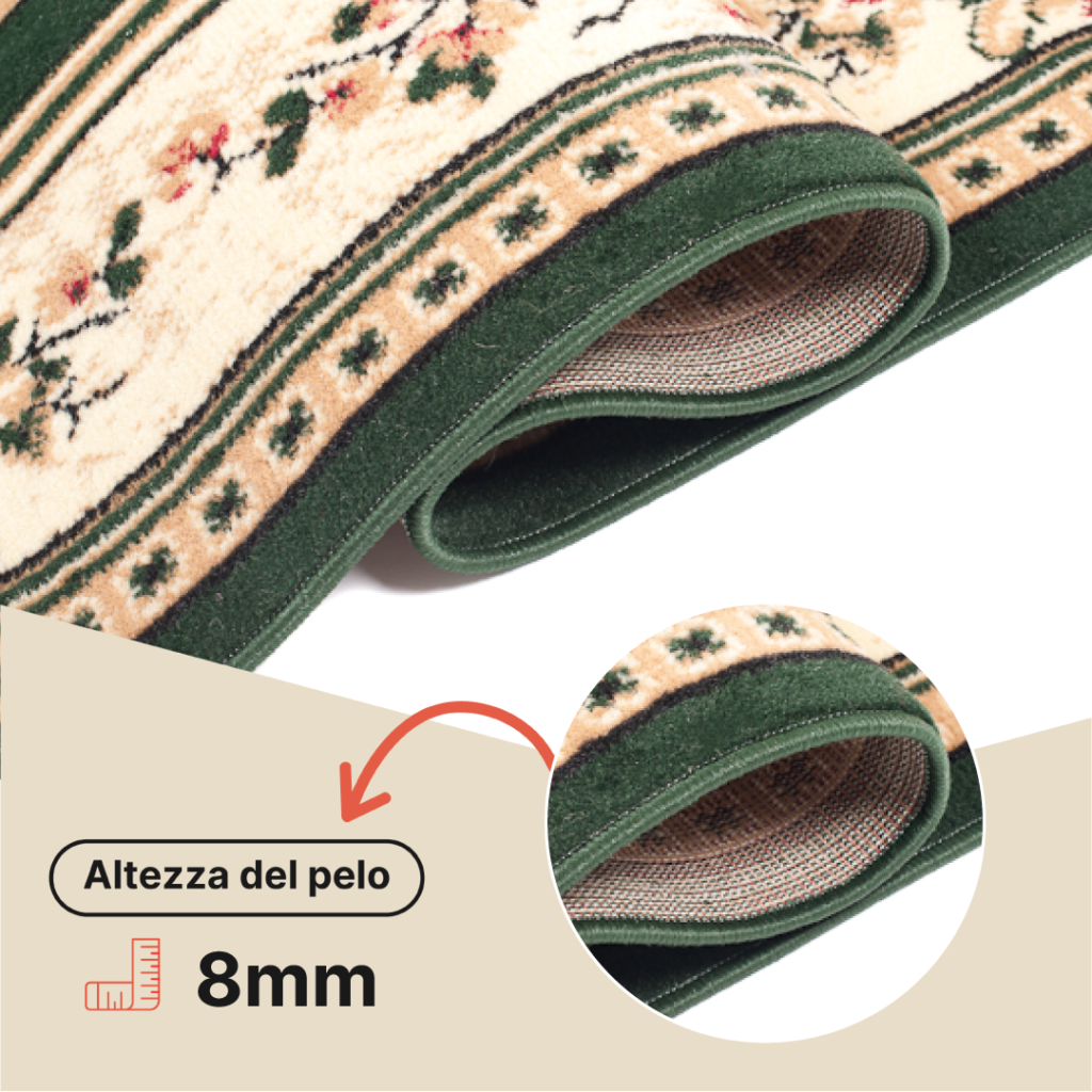 Tappeto Atlas Verde Crema Tradizionale Medaglione