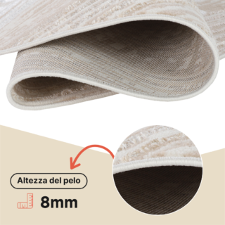 Tappeto Crystal Rotondo Beige Marrone Crema Righe