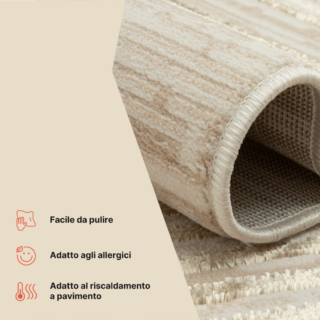 Tappeto Crystal Beige Marrone Crema Righe Effetto 3D