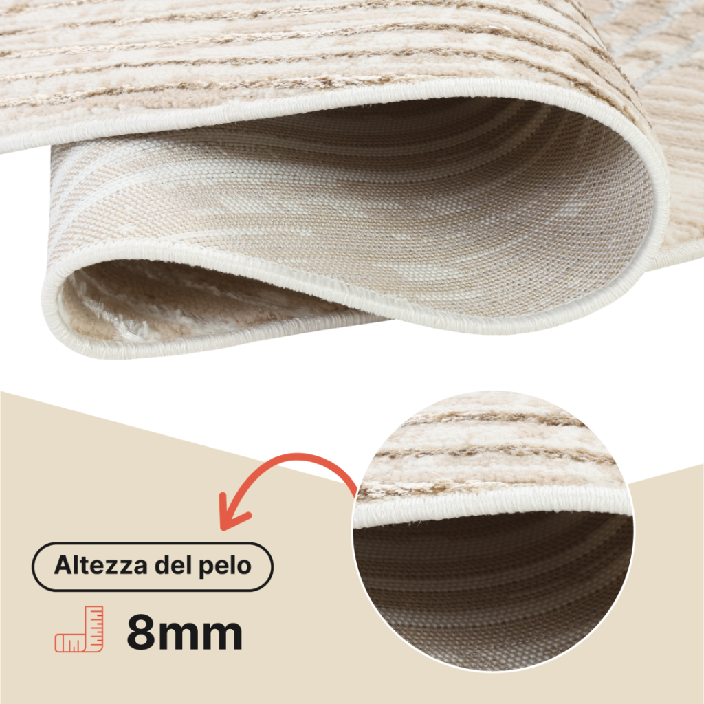 Tappeto Crystal Rotondo Marrone Beige Crema Righe