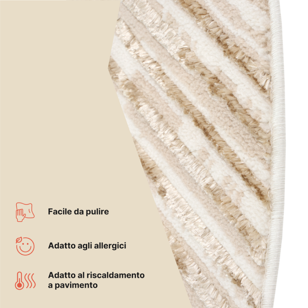 Tappeto Crystal Rotondo Marrone Beige Crema Righe