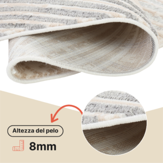 Tappeto Crystal Rotondo Grigio Beige Crema Righe