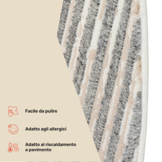 Tappeto Crystal Rotondo Grigio Beige Crema Righe