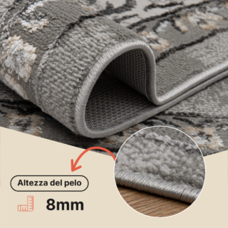 Tappeto Ares Grigio Rosetta Cornice Vintage