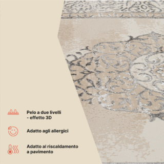Tappeto Ares Grigio Beige Rosetta Vintage