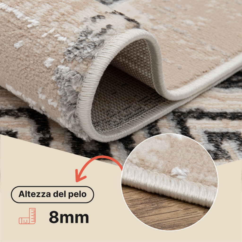 Tappeto Ares Grigio Beige Cornice Sfumature