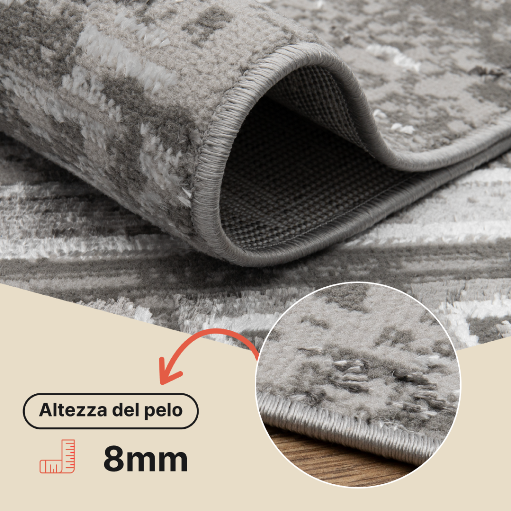 Tappeto Ares Grigio Cornice Sfumature Vintage