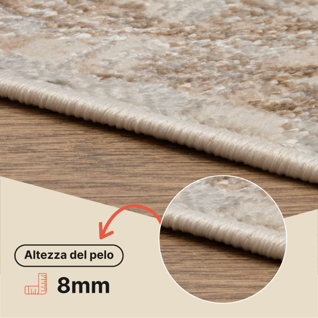 Tappeto Crystal Crema Marrone Sfumature Linee Effetto 3D
