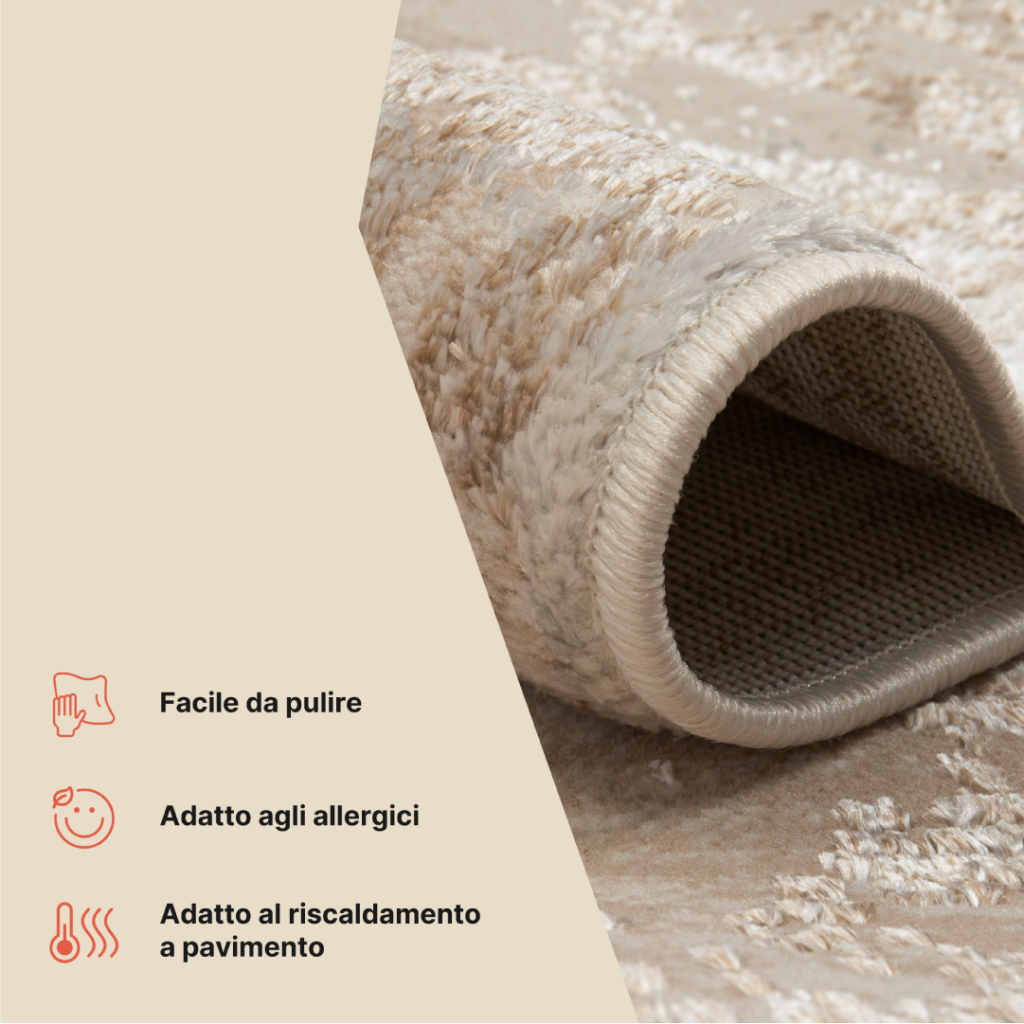 Tappeto Crystal Crema Marrone Sfumature Linee Effetto 3D