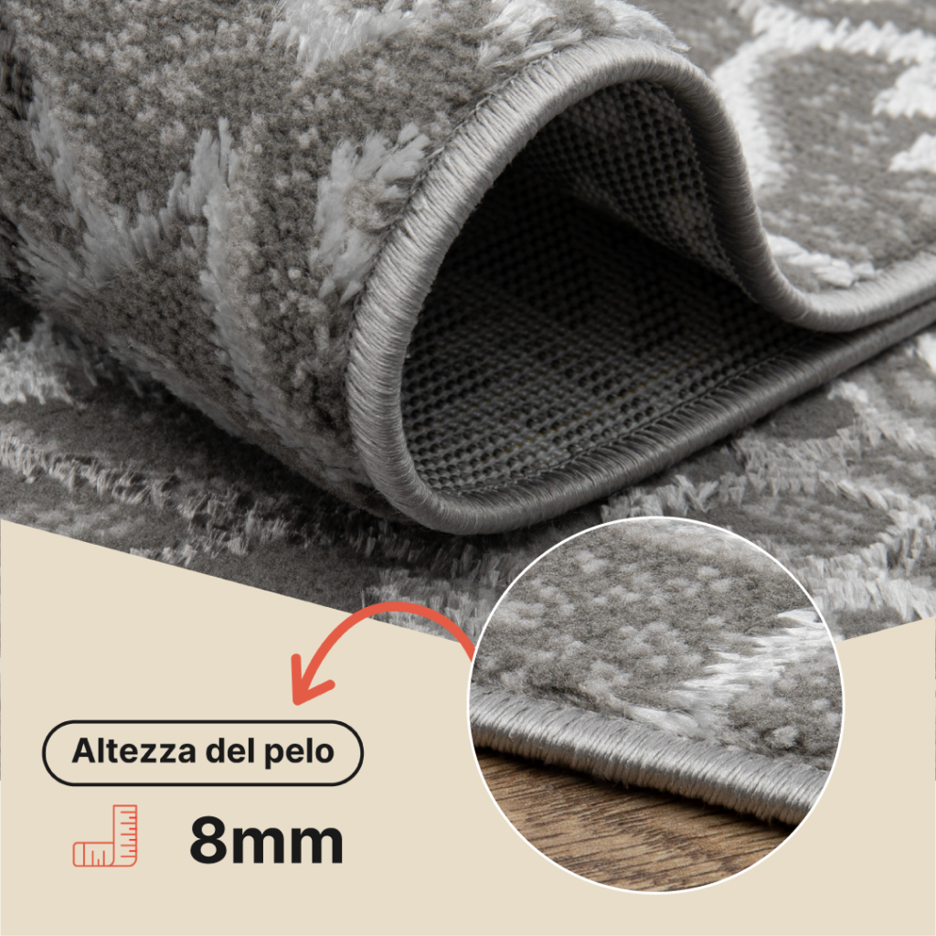 Tappeto Ares Grigio Scuro Ornamenti Vintage
