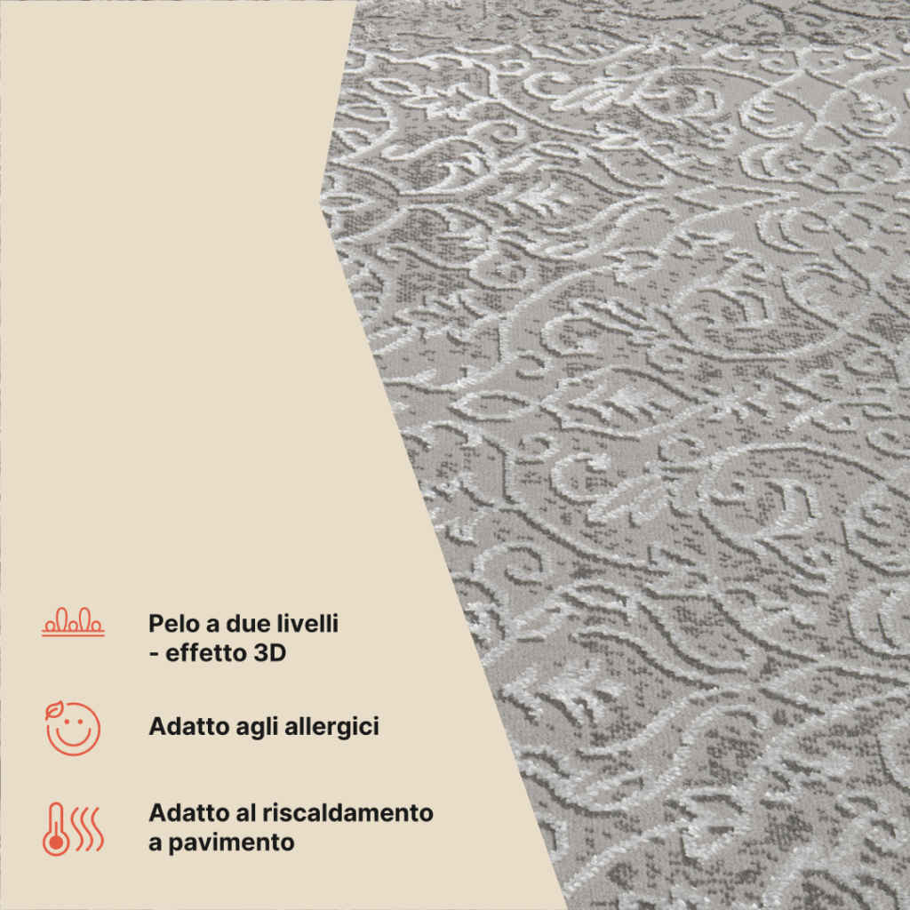 Tappeto Ares Grigio Scuro Ornamenti Vintage