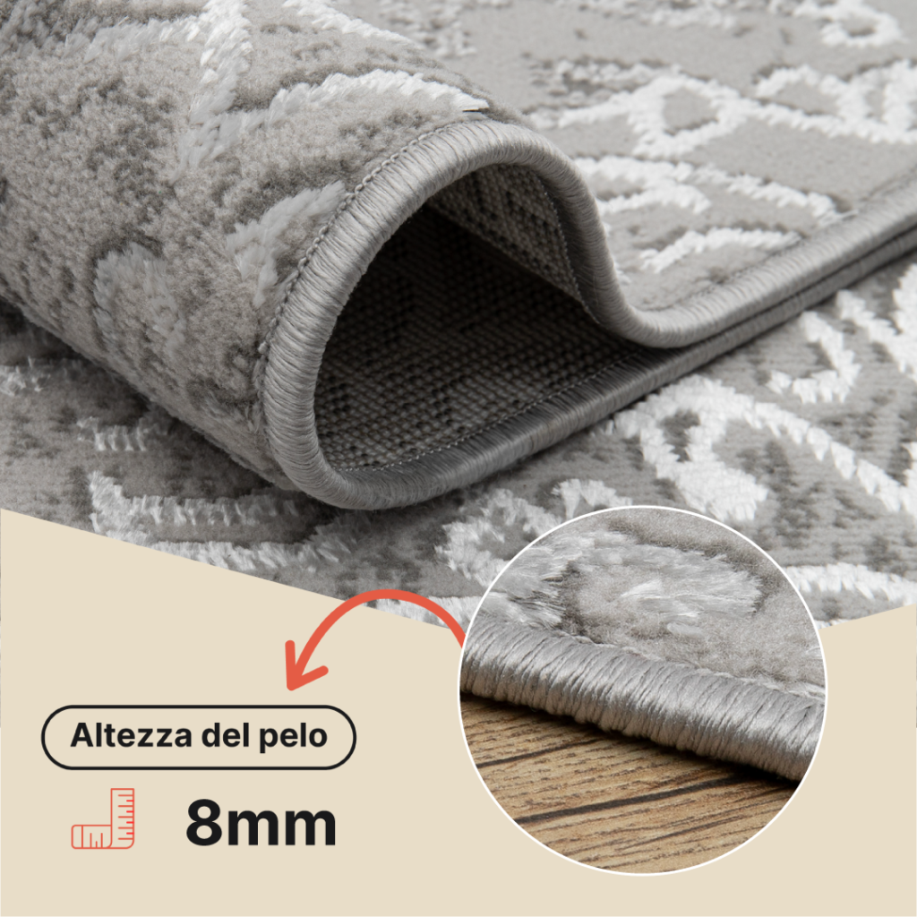 Tappeto Ares Grigio Ornamenti Vintage