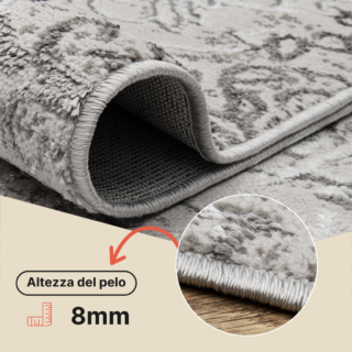 Tappeto Ares Grigio Chiaro Ornamenti Vintage