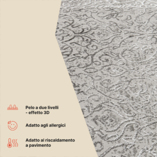 Tappeto Ares Grigio Chiaro Ornamenti Vintage