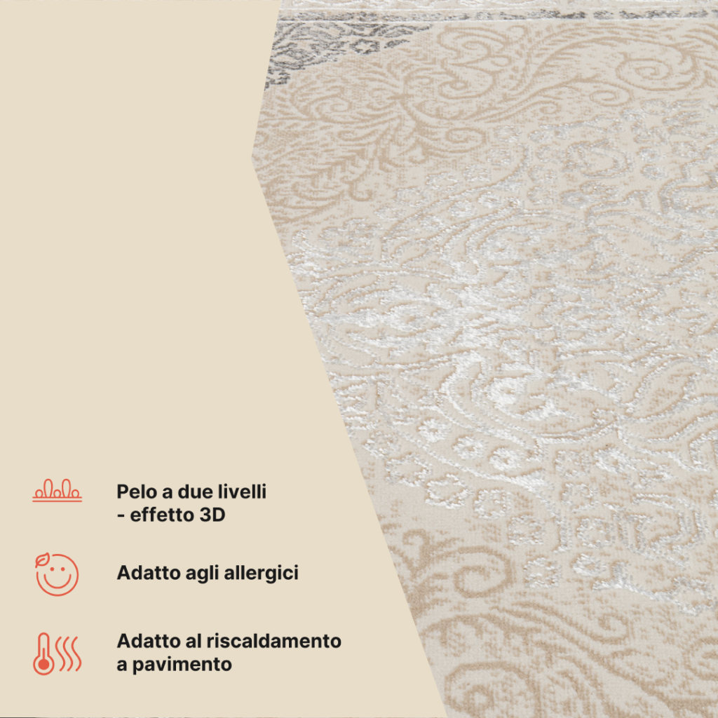 Tappeto Ares Crema Grigio Vintage Medaglione