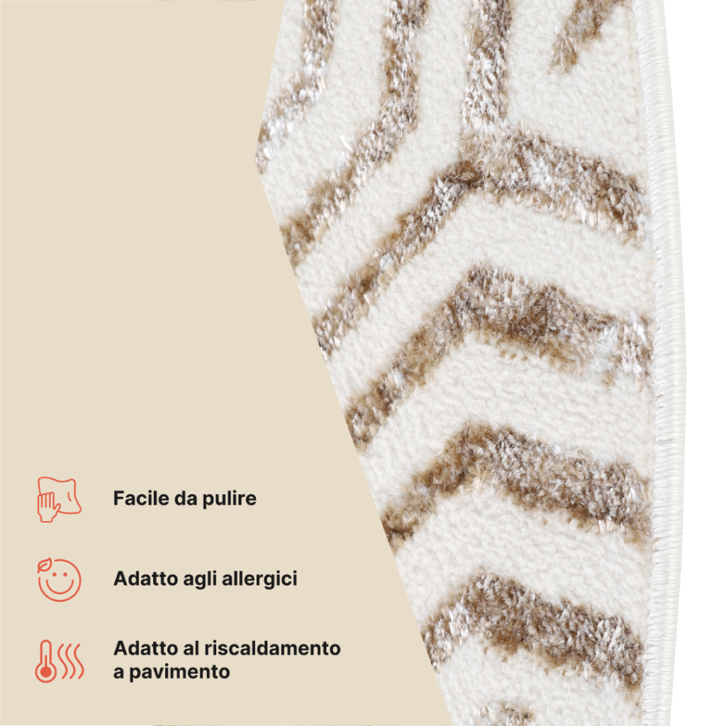 Tappeto Crystal Rotondo Marrone Crema Beige Linee