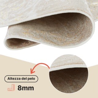 Tappeto Crystal Rotondo Beige Oro Crema Marmo