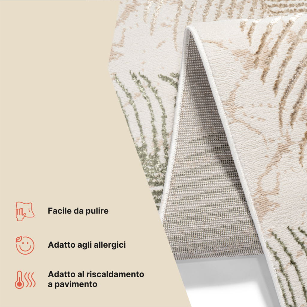Passatoia Crystal Beige Verde Foglie