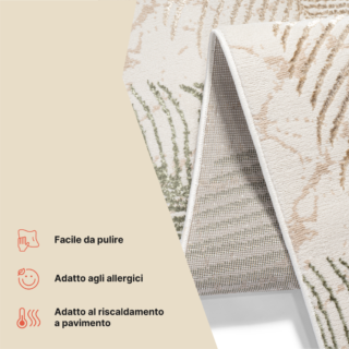 Passatoia Crystal Beige Verde Foglie