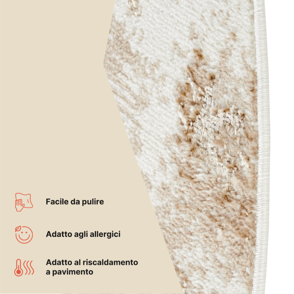 Tappeto Crystal Rotondo Marrone Beige Marmo