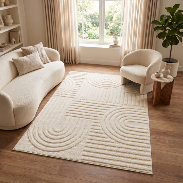 Tappeto Linea 3D Crema Patchwork