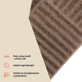 Tappeto Relievo 3D Taupe a Righe