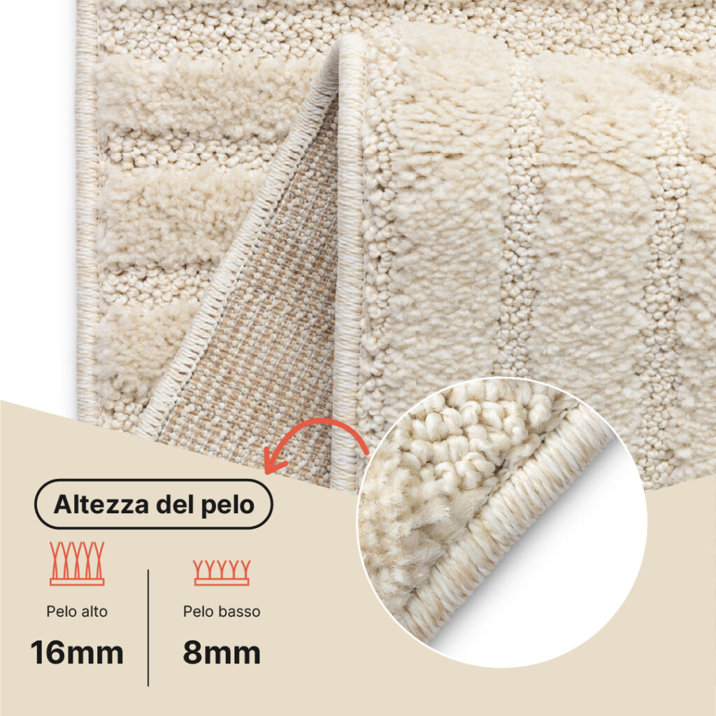 Tappeto Relievo 3D Crema a Righe