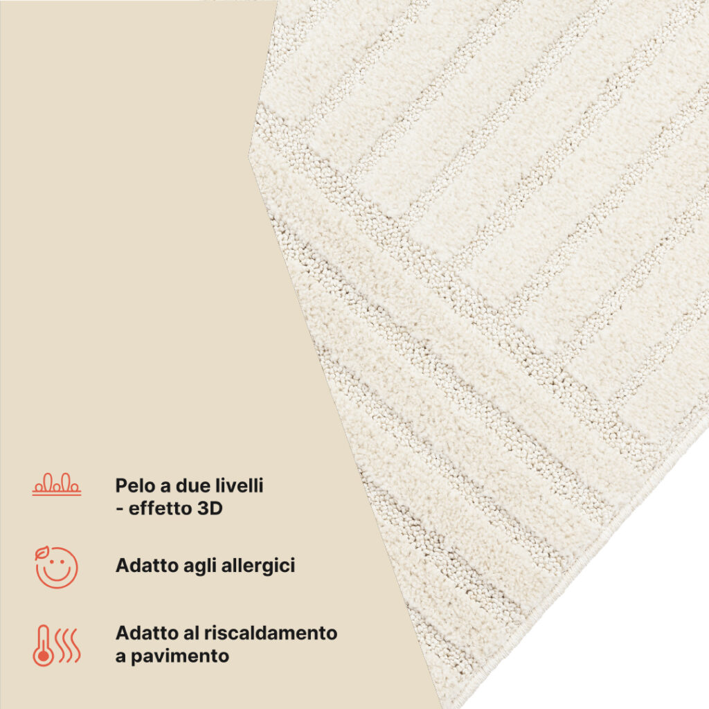 Tappeto Relievo 3D Crema a Righe