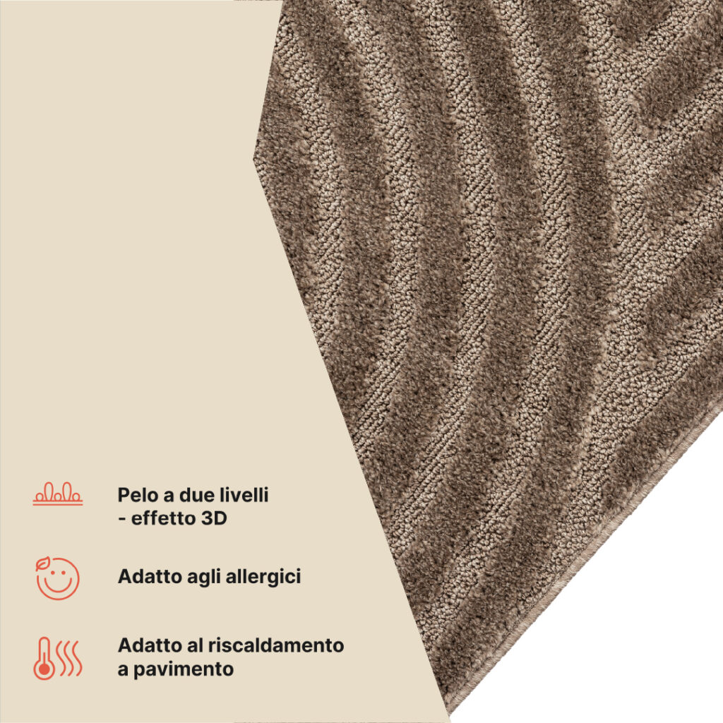 Tappeto Linea 3D Taupe Onde