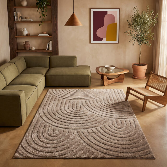 Tappeto Linea 3D Taupe Onde