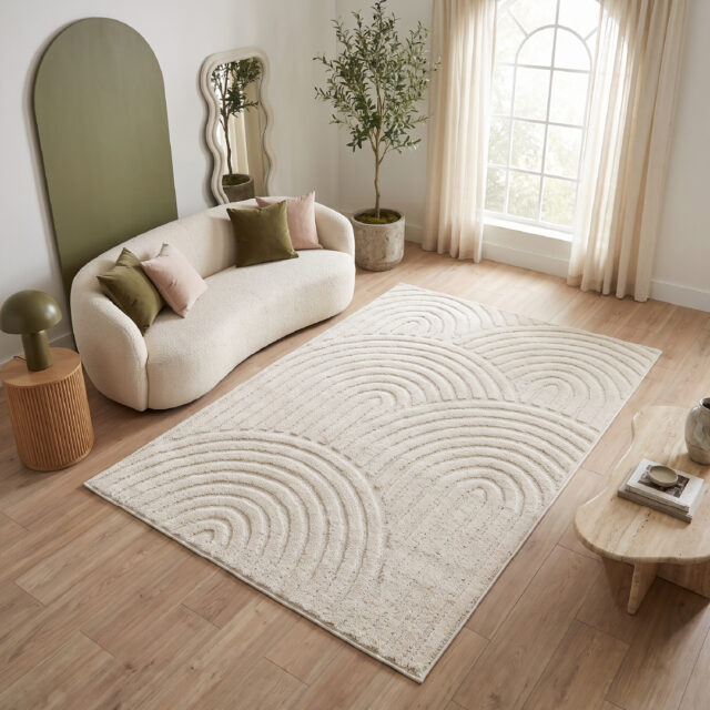 Tappeto Linea 3D Crema Onde