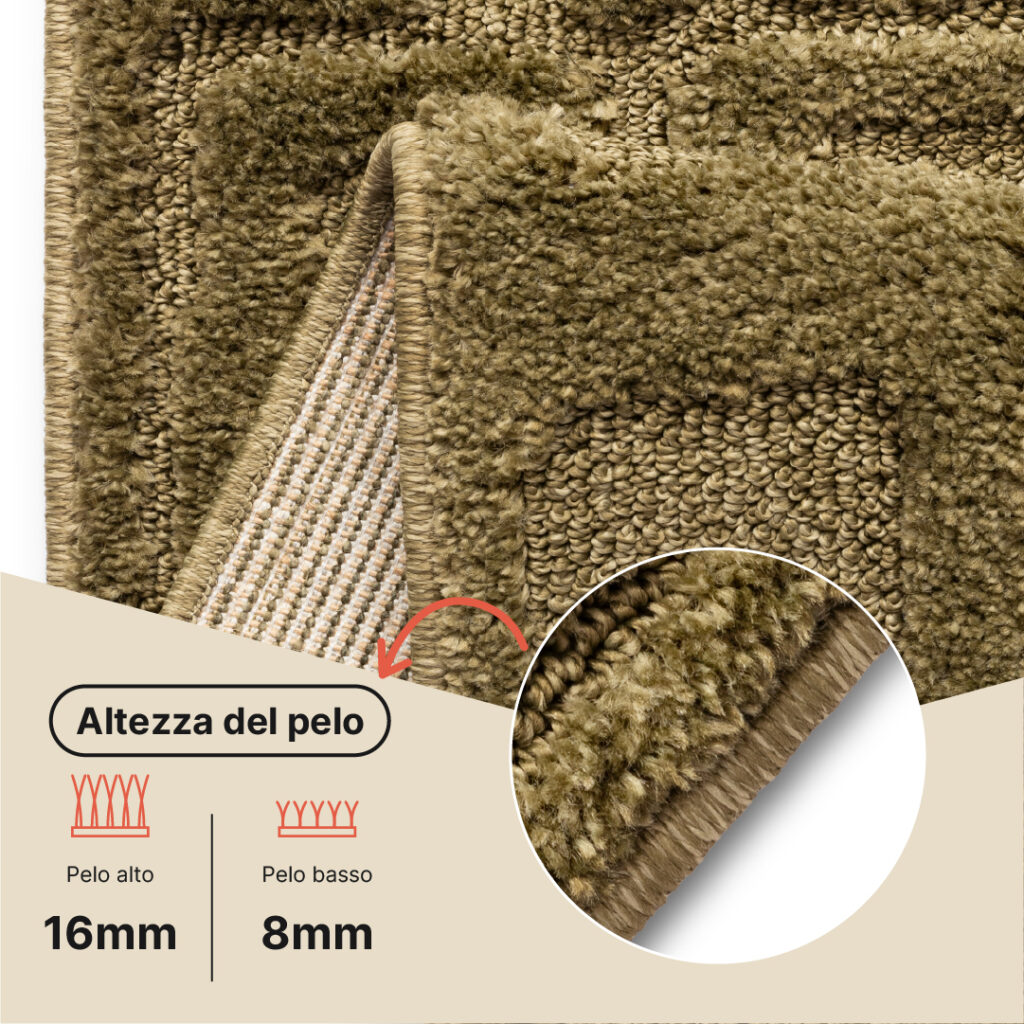 Tappeto Relievo 3D Verde Oliva Geometrico