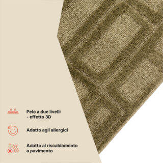Tappeto Relievo 3D Verde Oliva Geometrico