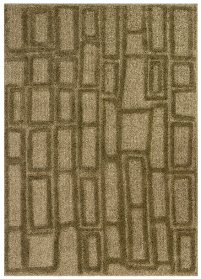 Tappeto Relievo 3D Verde Oliva Geometrico