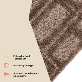 Tappeto Relievo 3D Taupe Geometrico