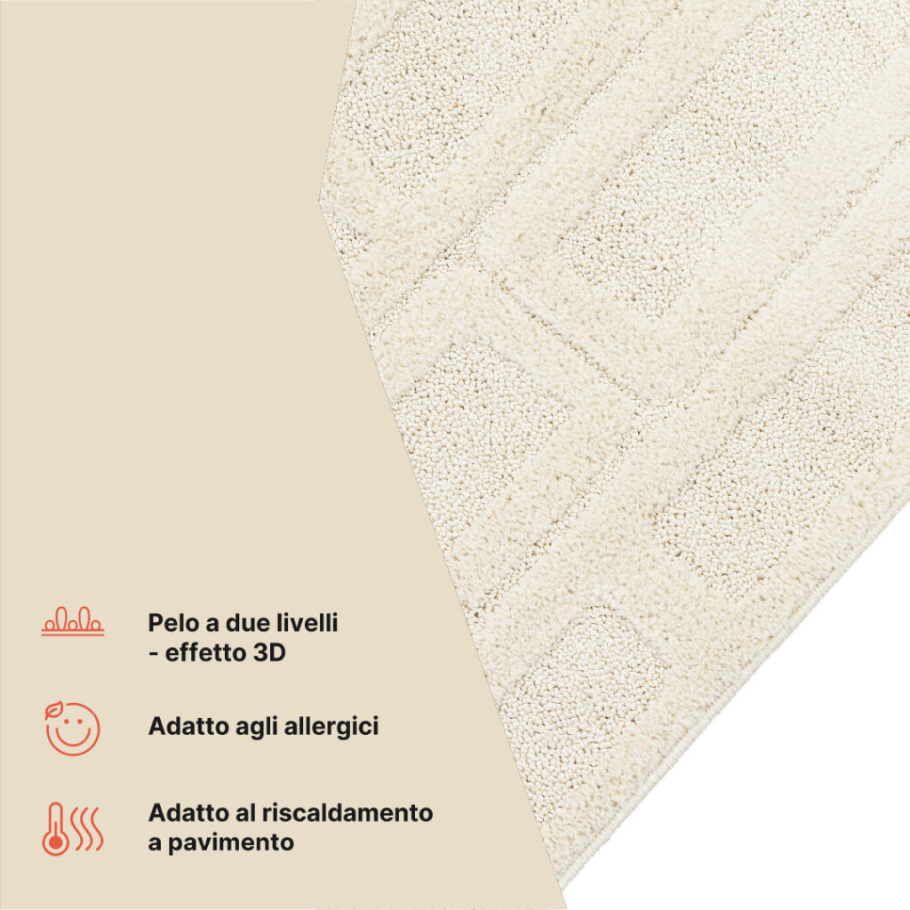 Tappeto Relievo 3D Crema Geometrico