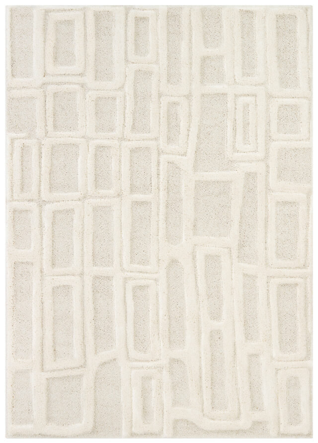 Tappeto Relievo 3D Crema Geometrico