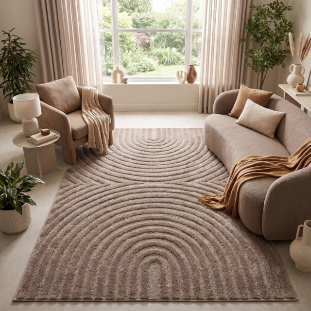 Tappeto Linea 3D Taupe Archi