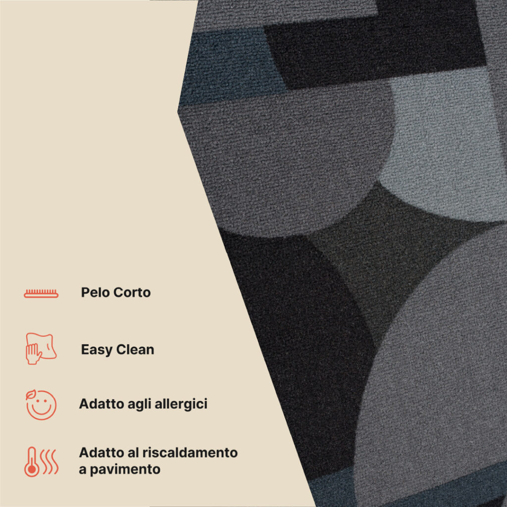 Passatoia Antiscivolo Grigio Blu Semicerchi