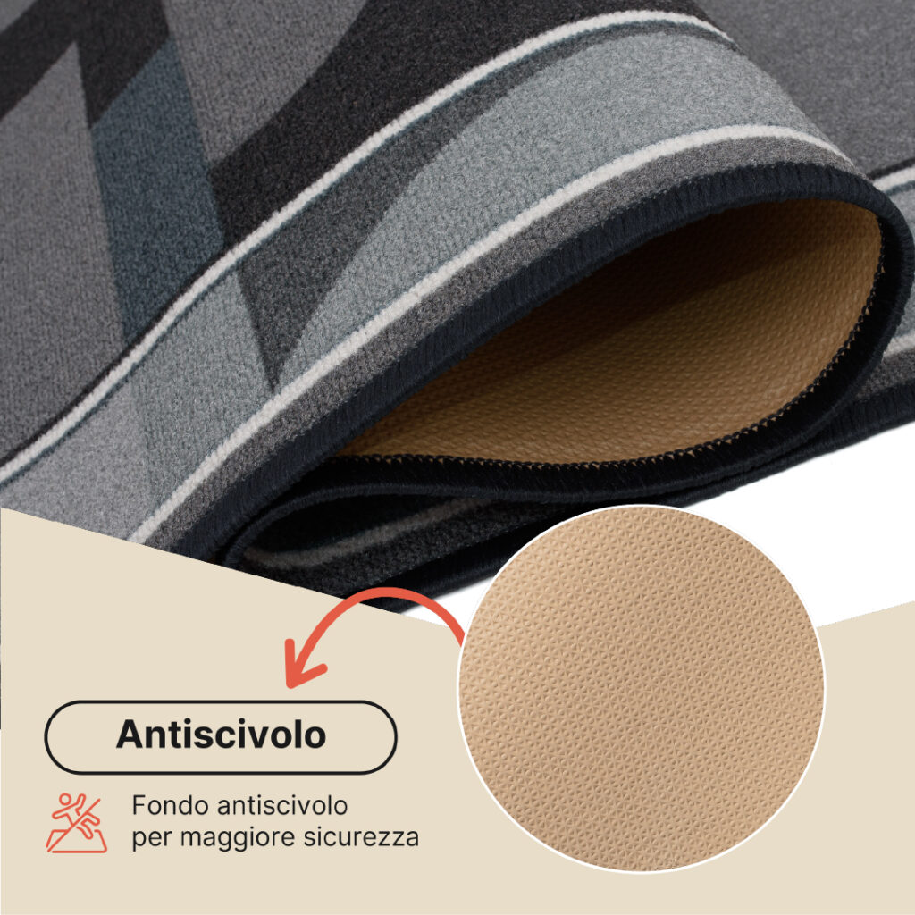 Passatoia Antiscivolo Grigio Blu Semicerchi