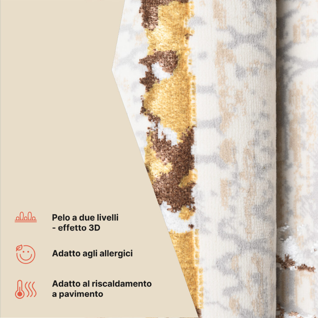 Tappeto Golden Crema Oro Cornice Sfumature