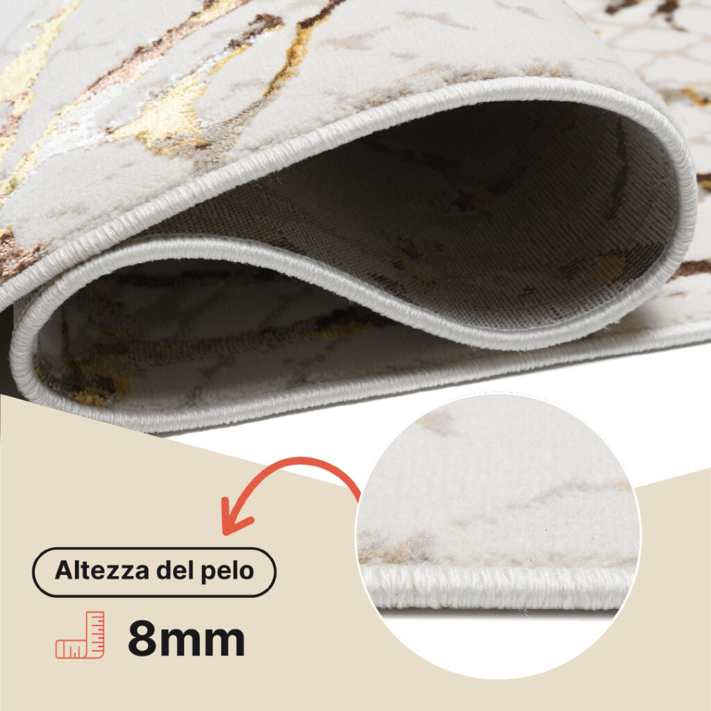 Tappeto Golden Crema Oro Marrone Pelle di Serpente