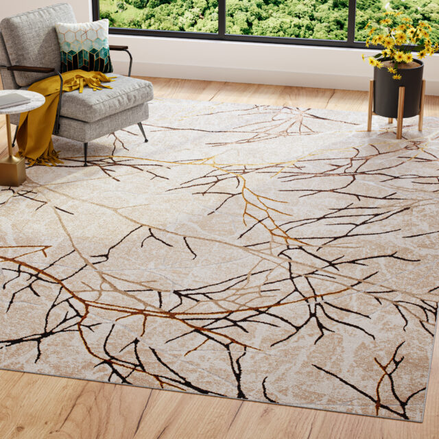 Tappeto Golden Beige Oro Marrone Linee