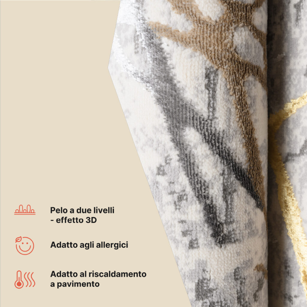Tappeto Golden Grigio Oro Marrone Linee