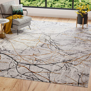 Tappeto Golden Grigio Oro Marrone Linee