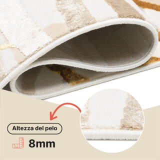 Tappeto Golden Crema Oro Beige Foglie